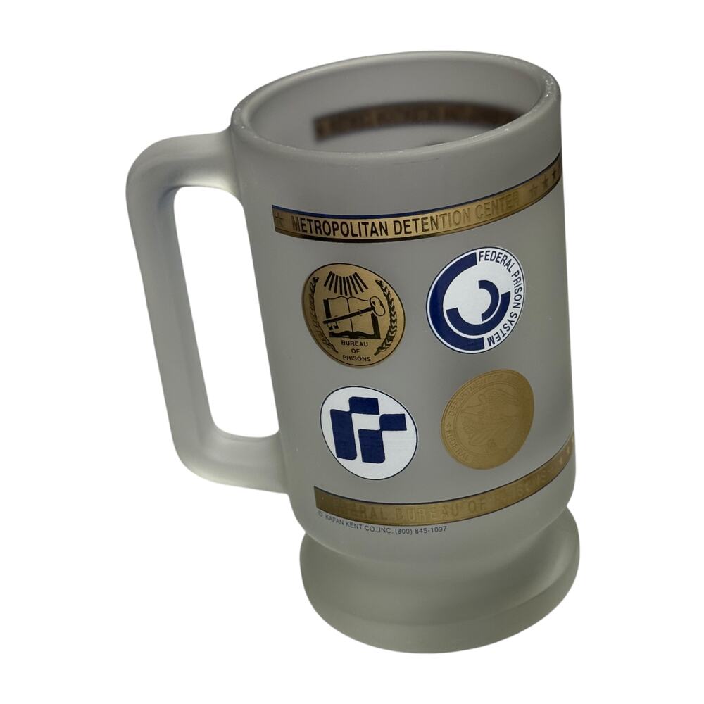 Federal Bureau of Prisons MDC Brooklyn Frosted Glass Stein Kapan Kent - Picture 5 of 9